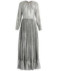Silver Pleated Maxi Dress