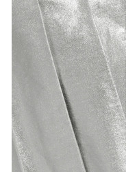 Awake Awake Pleated Metallic Cotton Midi Skirt Silver