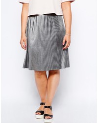 Asos Curve Pleated Midi Skirt In Metallic