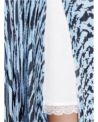 Sacai Luck Zebra Print Pleat Pinstripe Cupro Skirt