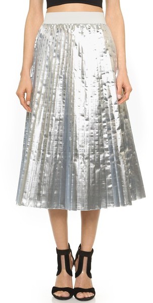 silver skirt metallic