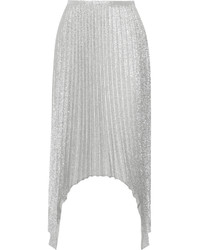 Emilio Pucci Pleated Metallic Silk Blend Midi Skirt