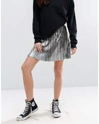 Pull&Bear Metallic Pleated Mini Skirt