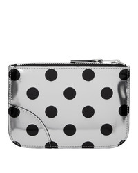 Comme des Garcons Wallets Silver And Black Polka Dot Small Zip Pouch