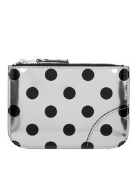 Comme des Garcons Wallets Silver And Black Polka Dot Small Zip Pouch