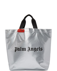 Palm Angels Silver Logo Shopper Tote
