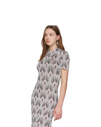 Paco Rabanne Silver Printed Short Sleeve Dress