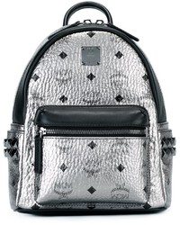 Silver Print Leather Backpack
