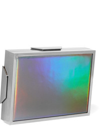 Lee Savage Space Holographic Leather And Gunmetal Tone Clutch Silver