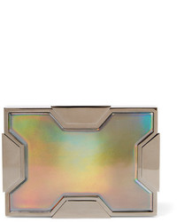 Lee Savage Space Holographic Leather And Gunmetal Tone Clutch Silver
