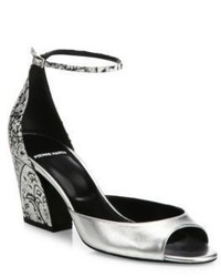 Pierre Hardy Calamity Printed Metallic Leather Ankle Strap Sandals