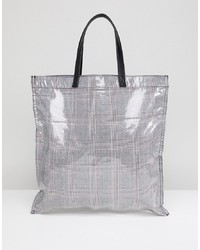 ASOS DESIGN Check Bonded Plastic Shopper Bag