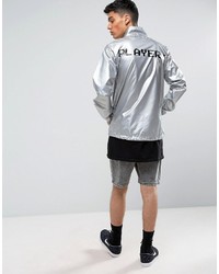 Reclaimed Vintage Inspired Festival Lightweight Jacket In Silver With Player 1 Print