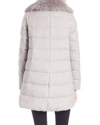 Herno Fox Fur Trim Silk Cashmere Puffer Coat
