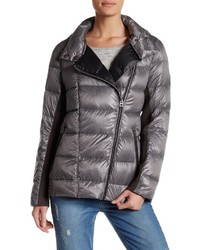 Lucky Brand Faux Leather Trim Packable Down Moto Jacket