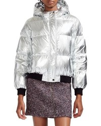 Maje Hooded Metallic Puffer Jacket