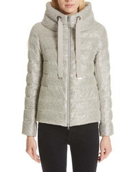 Herno Pleat Back Quilted Down Sparkle Knit Jacket