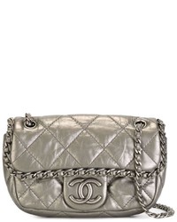 Silver Quilted Crossbody Bag