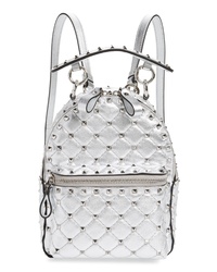 Silver Quilted Leather Backpack