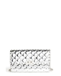 Silver Quilted Leather Clutch