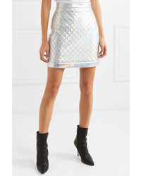 Balmain Iridescent Quilted Faux Leather Mini Skirt