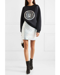 Balmain Iridescent Quilted Faux Leather Mini Skirt