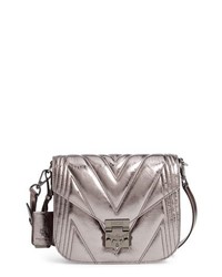 Silver Quilted Leather Satchel Bag