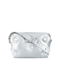 Silver Quilted Leather Zip Pouch