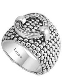 Lagos 18mm Enso Diamond Buckle Ring Size 7