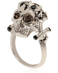 Alexander McQueen Star Dust Skull Swarovski Brass Ring