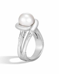 John Hardy Bamboo Silver Ring With Pearl Size 7