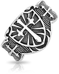 Bling Jewelry Stainless Steel Medieval Cross Biker Motorcycle Ring