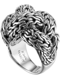 John Hardy Classic Chain Silver Braided Ring Large