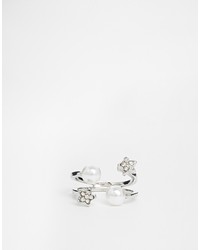 Asos Collection Double Faux Pearl Star Open Ring
