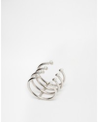Asos Collection Full Finger Open Ring With Pearls