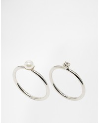 Asos Collection Multipack Pearl And Stone Stack Rings