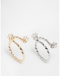 Asos Collection Pretty Crystal Toe Ring Pack
