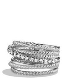 David Yurman Crossover Wide Ring With Diamonds