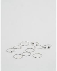 Asos Curve Curve Pack Of 10 Faux Pearl Open Mixed Rings