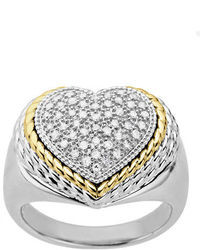 Lord & Taylor Diamond Heart Ring In Sterling Silver With 14 Kt Yellow Gold