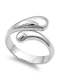 DoubleAccent Rhodium Plated Sterling Silver Wedding Engaget Ring Ladies Silver Ring 10mm