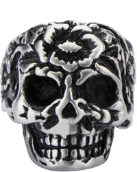 Fine Jewelry Stainless Steel Flower Skull Ring