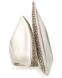 Alexis Bittar Fine Silver Sculptural Cleaved Ring With Diamonds