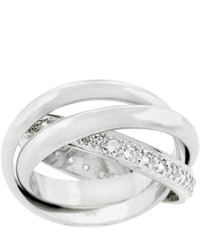 Kate Bissett Silvertone Triple Band Pave Cz Eternity Ring