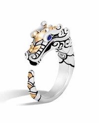 John Hardy Legends Naga 18k Gold Silver Ring With Sapphires