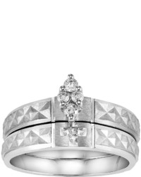 Love Always Diamond Cross Engaget Ring Set In Sterling Silver