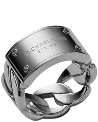 Michael Kors Michl Kors Curb Chain Logo Ring Silver Color
