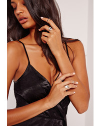 Missguided Glam Ring Pack Silver