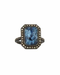 Armenta New World Emerald Cut Blue Pietersite Doublet Ring With Diamonds