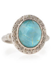 Armenta New World Rutilated Quartz And Turquoise Doublet Ring With Diamonds Details